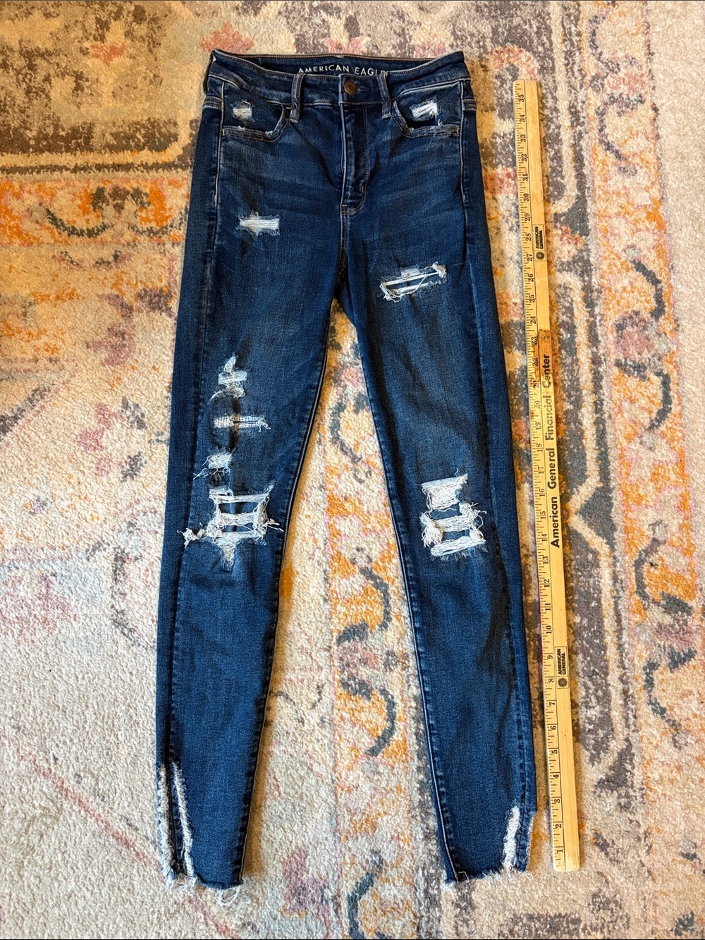 American Eagle Outfitters Distressed Dark Blue Skinny Jeans